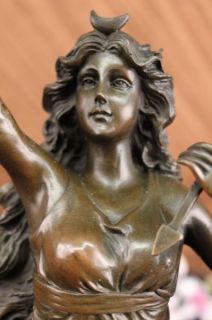 Diane The Hunter By C. Mirval Bronze Sculpture Statue Signed Figure
