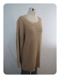 New DKNY Jeans Beige Silver Long Loose Fit Sweater Large $79