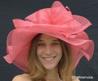 Womens Triple Crown Kentucky Derby Hat New Spring Sinamay Straw Pink