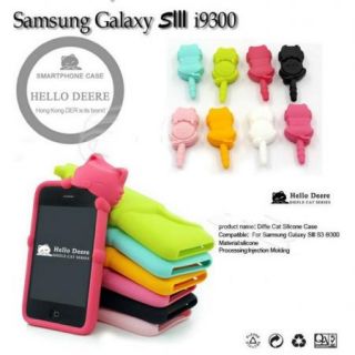 Hello Deere 3D Cat Silicon Back Cover Case Black White Samsung Galaxy