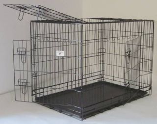 XX Extra Large 55 Folding Dog Crate Metal Cage Kennel 3 Doors Black