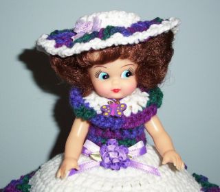 AIR FRESHENER TOILET TISSUE COVER DOLL, Crochet, WHITE WITH VARIEGATED