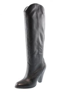 Dolce Vita NEW Pax Black Leather Cowboy Pull On Knee High Boots Heels