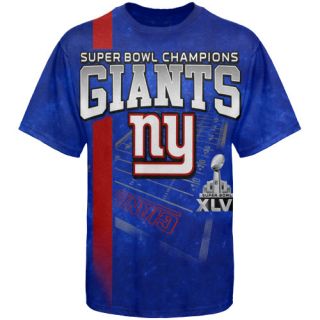 New York Giants Super Bowl XLVI Champions Tie Dye T Shirt Royal Blue M