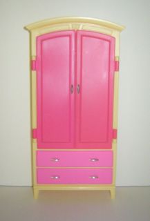 Mattel Inc 2002 Barbie Doll Dollhouse Closet Wardrobe Cabinet Bedroom