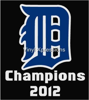 Detroit Tigers Champions Decal Truck Window Vinyl Sticker or Wall Art