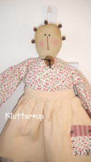 Prim Primitive Homespun Fabric Rag Doll COUNTRY GIRL NWT