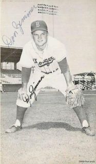 Don Zimmer   Dogers   Baseball   Autographed postcard   2820