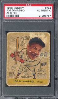 1938 Goudey Joe DiMaggio 274 Rookie Yankees PSA Authentic