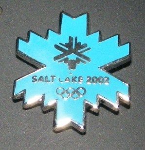 winter olympics blue snowflake logo pin lapel pin badge usa slc winter