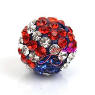 5pcs Crystal Rhinestone Disco Ball Bead Fit Bracelet Earrings USA FLAG