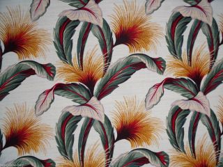  Tropical Barkcloth Upholstery Fabric Retro Pattern Discontinued
