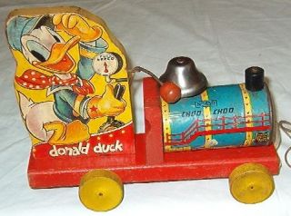 Vintage 1942 Fisher Price Disney Donald Duck Choo Choo Train Pull Toy