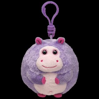Ty Beanie Ballz Dewdrop Purple Hippo 2 5 Plastic Key Clip Plush