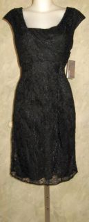 Donna Morgan Black Lace Side Drape Dress Sz 12 $129