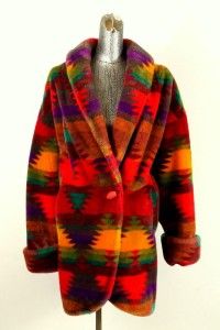 Vintage Indian Blanket Donnybrook Fleece Oversized Jacket Coat