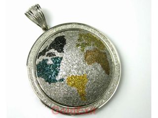 14k White Gold 35 35 grams Color Diamond Mens Earth Global Fashion