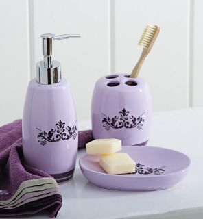  Floral Bath Sink Accessory Set Soap Dish Pump Toothbrush NEW I3773