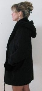 donnybrook usa black wool faux fur hooded coat jacket 10