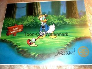 Donald Duck Plays Golf Hand Signed Disney Sericel