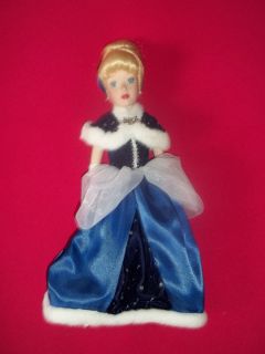 Disney Porcelain Keepsake Doll Cinderella Royal Holiday Edition Brass