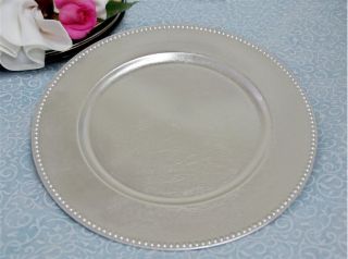 24 PC 13 Silver Beaded Charger Plates Wedding Table