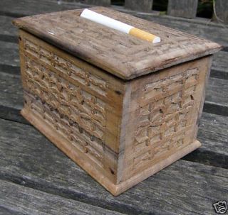 RARE Antique Cigarette Dispenser Carved Art Wooden Box