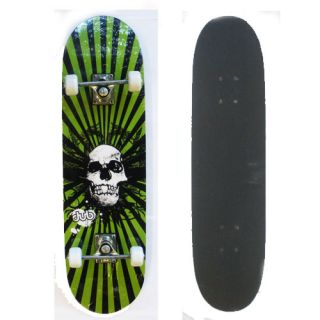 New Rex Distributors Green Skull Skateboard with Black Grip Tape