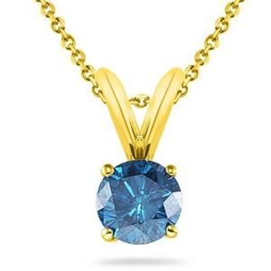 genuine blue diamond 1 2 carat solitaire pendant necklace solid 14k