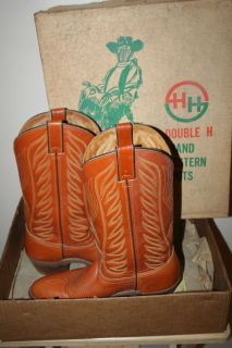 Vintage Double H Genuine Leather Western Cowboy Boots 10D W BOX