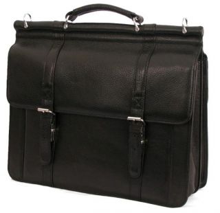 Dr Koffer Sergei Classic Flapover Black Briefcase Venetian Leather