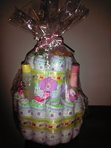 Winnie The Pooh Girly Diaper Cake Pink Girl Baby Shower Gift