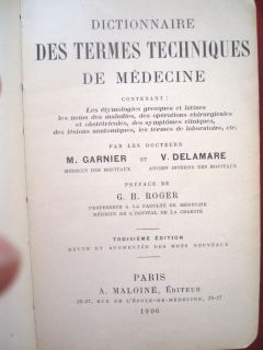 1906 Dictionnaire Médecine Medicine Dictionary French