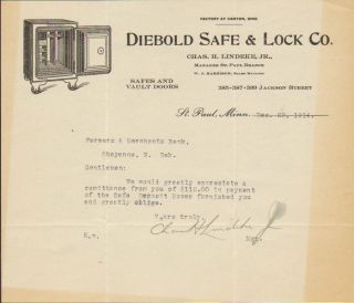 Diebold Safe Lock 1914 St Paul, Mn, Nice Safe,Canton, Oh,Chas Lindeke