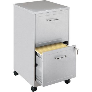  Office Metallic Silver 2 Drawer File Cabinet Home Filing Cabinet