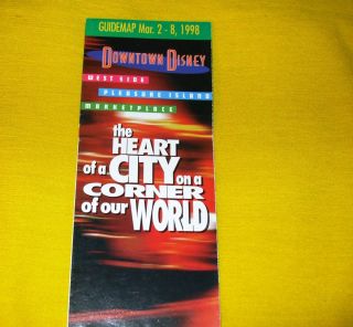 Guidemap March 1998 Downtown Disney Brochure Folds Out