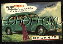 1939 Plymouth Ad Postcard Dodge Chrysler