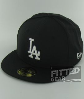 Los Angeles Dodgers Black White Logo New Era Fitted 59FIFTY Cap