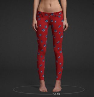 Abercrombie Skinny Stretch Jeans Pants 4 27 Leggings Floral Red Low