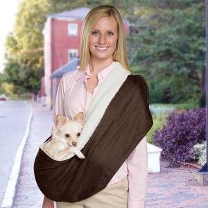 Reversible Sling Pet Dog Cradle Carrier Suede/Sherpa Chocolate