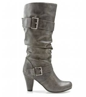  Partial Slouch Buckle Belt Gray Womens Casual Dressy Boots $99