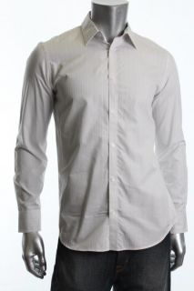 Calvin Klein New Dressy Refined White Long Sleeve Striped Button Down
