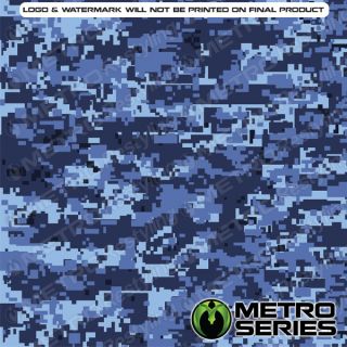 48in x 12in Digital Blue Urban Camouflage w/ 3M Comply Adhesive Vinyl