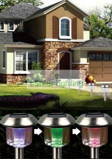 24 Pathway Stainless Steel Solar Lights Color Changing