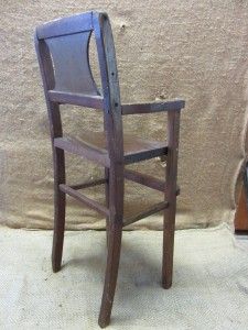  Wooden Doll High Chair  Antique Toy Old Dolly Highchair Girl Boy 7348