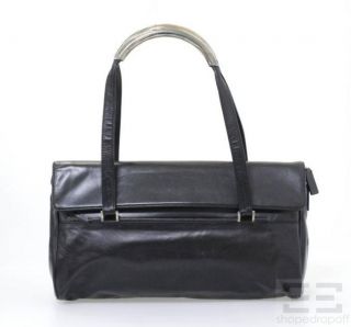 Dries Van NOTEN Black Leather Silver Metal Shoulder Bag