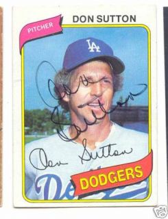 Don Sutton L A Dodgers 1980 Topps Card Signed JSA