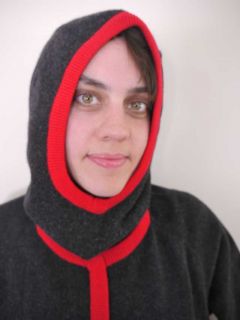 Vintage 60s Christian Dior Tricots Austria Wool Angora Hooded Red Grey