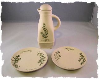 Herb Bread Dipping Set with Cruet Dishes Set of 2