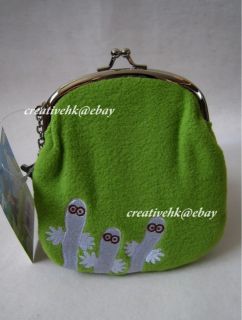  Valley Snufkin Green Plush Clutch Bag Coin Purse Wallet w/ Charm